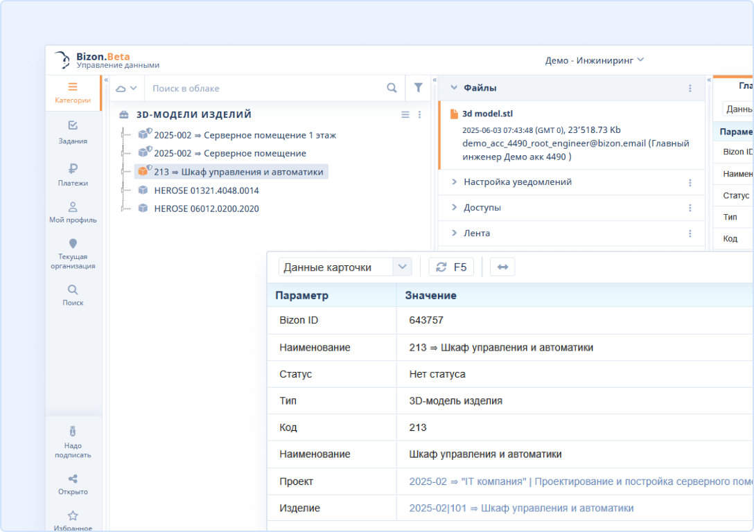 Рабочее пространство Bizon.help
